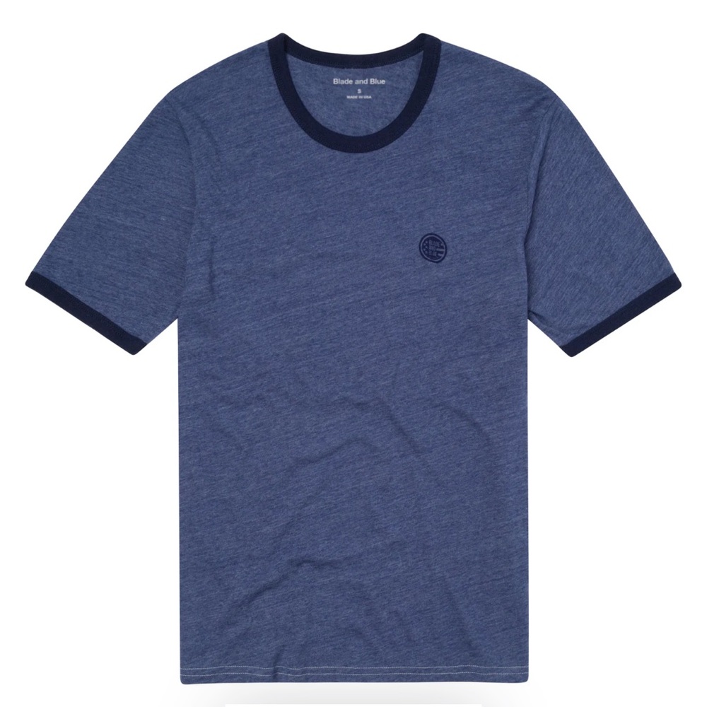 Blade+Blue tri blend ringer tee t-shirt large men blue blade and blue